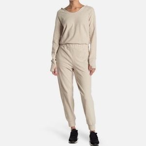 SWEATY BETTY Hibernate Luxe Hooded Jumpsuit - OATMEAL (Small)